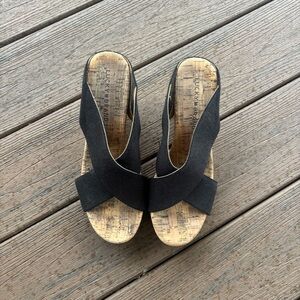 Lucky Brand Black Wedge Sandals with Open Toe